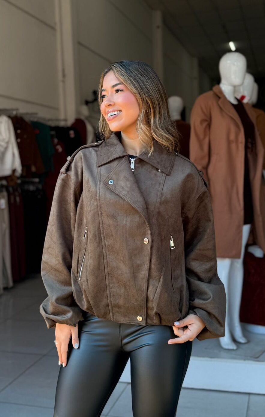 jaqueta feminina biker oversized suede café premium jaqueta feminina biker oversized suede café premium
