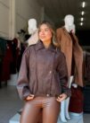 jaqueta feminina biker oversized suede café premium