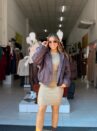jaqueta feminina biker oversized suede café premium
