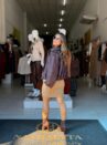 jaqueta feminina biker oversized suede café premium