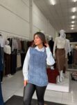 colete modal feminino trançado azul mescla elegance