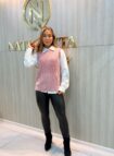 colete modal feminino trançado azul mescla elegance