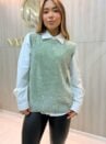 colete modal feminino trançado azul mescla elegance