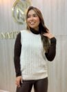 colete modal feminino trançado azul mescla elegance