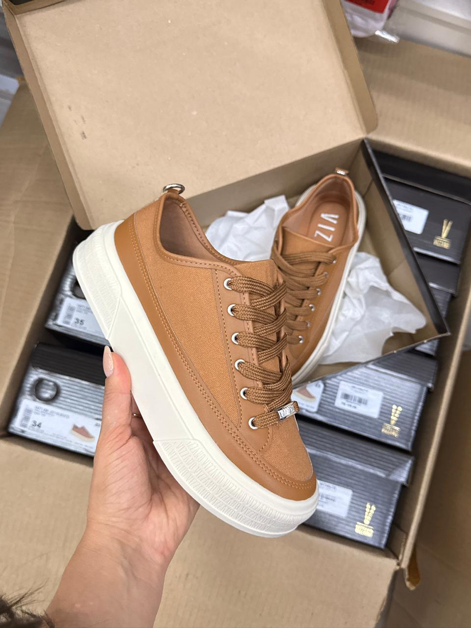 tênis casual feminino vizzano caramelo solado branco tênis casual feminino vizzano caramelo solado branco