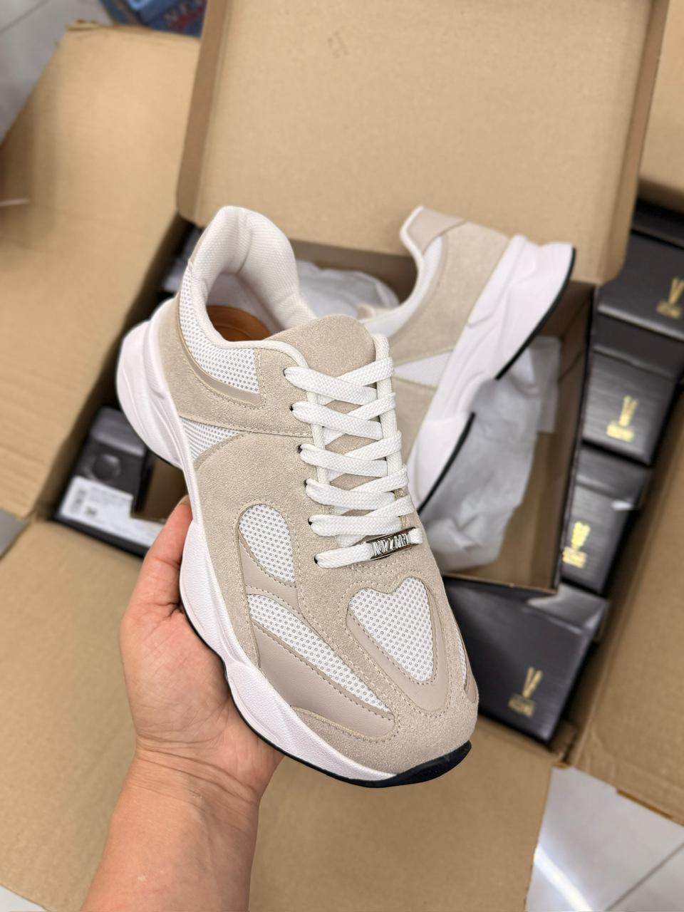 tênis casual feminino vizzano caramelo solado branco