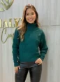 blusa modal feminina rosa claro gola alta trançada