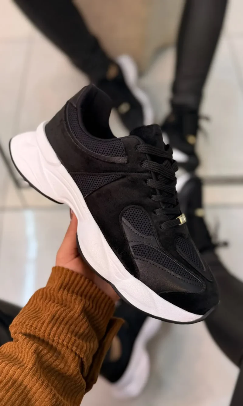 tênis chunky feminino vizzano preto casual moderno