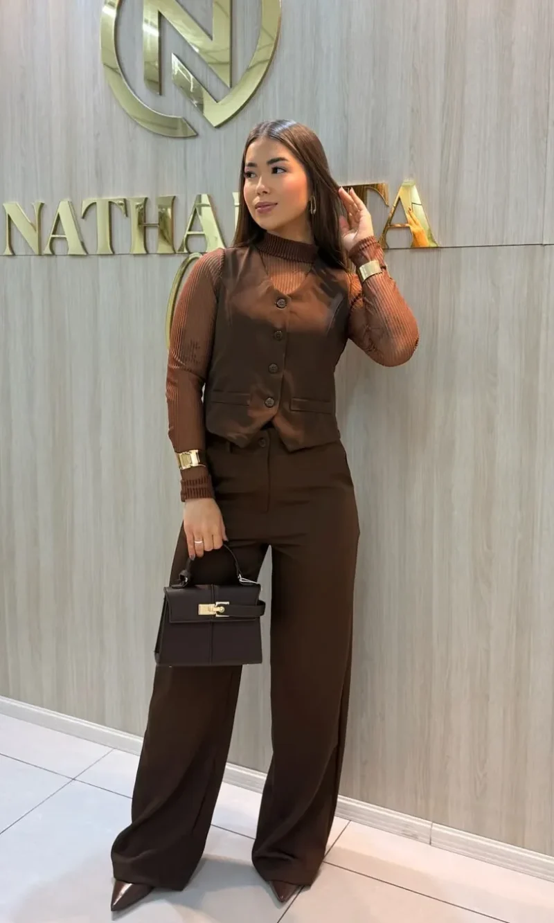 conjunto alfaiataria marrom
